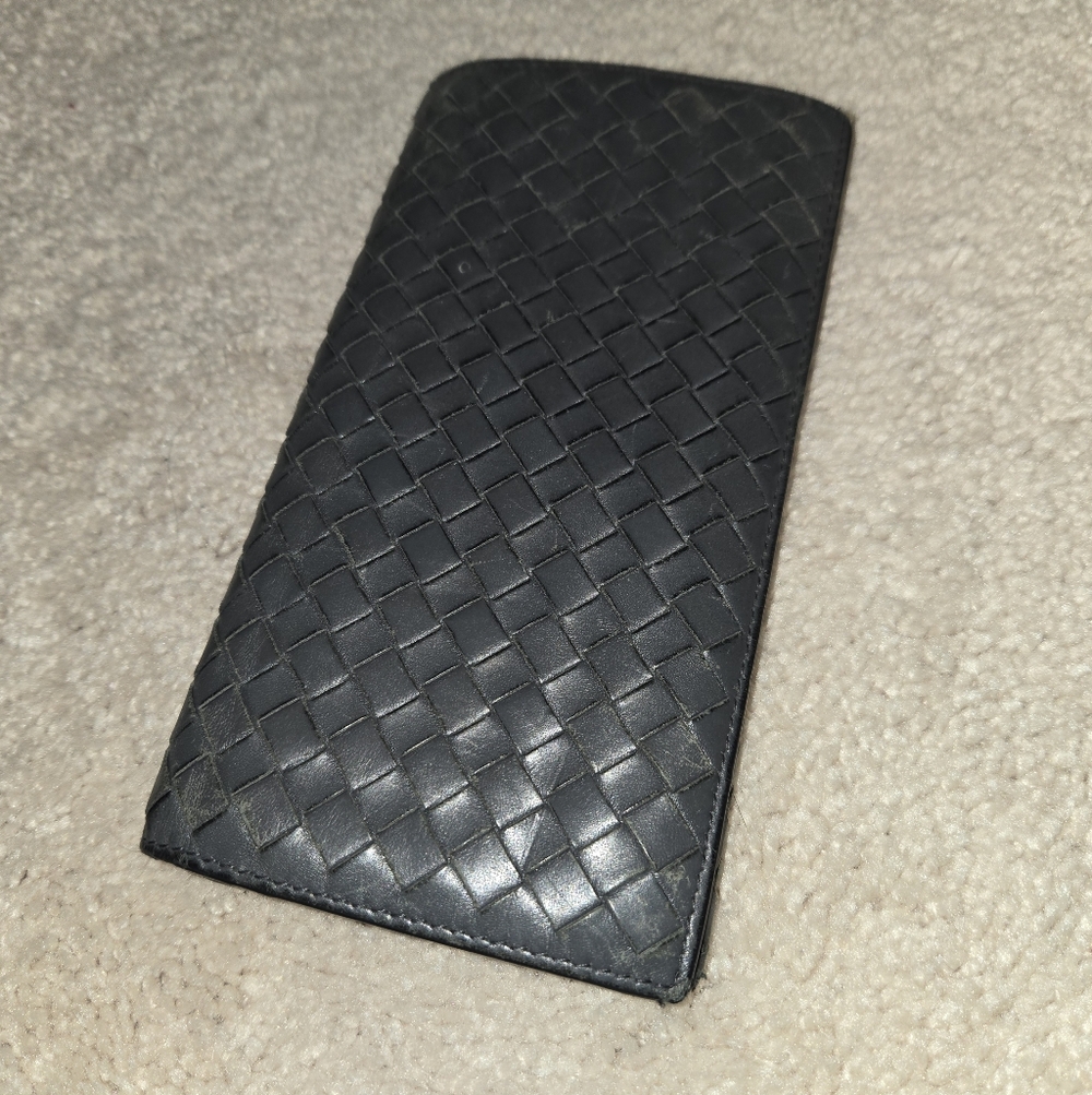Bottega Veneta Black Woven Leather Case